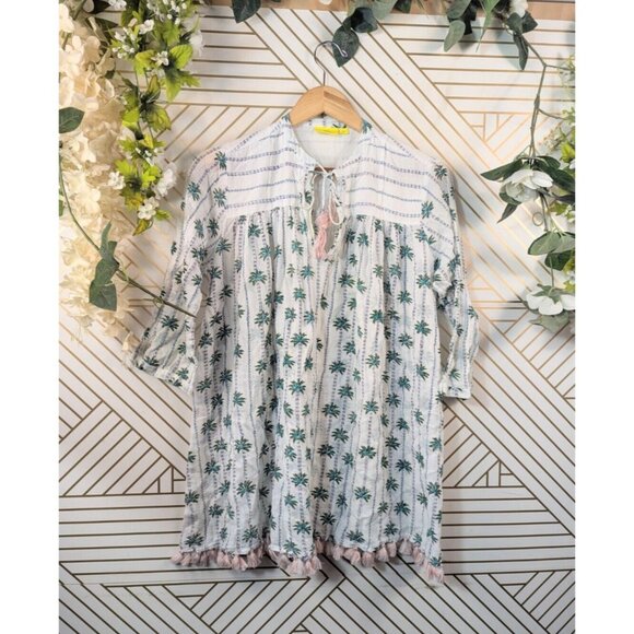 Roberta Roller Rabbit Women's Tunic PALM TREE Lightweight Beach Fringe M READ - Picture 1 of 9